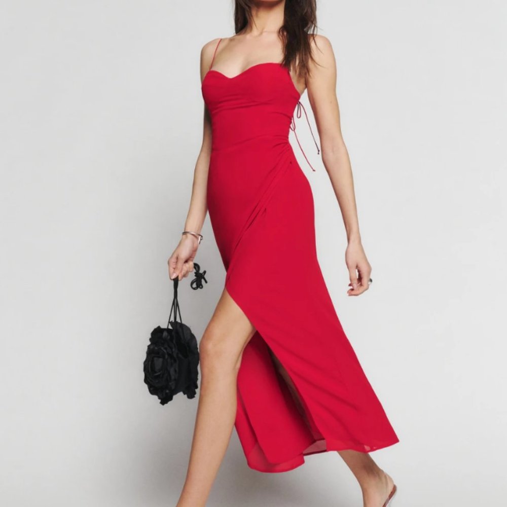 Reformation - Kourtney Dress - Red - Midi Dress - Size 6